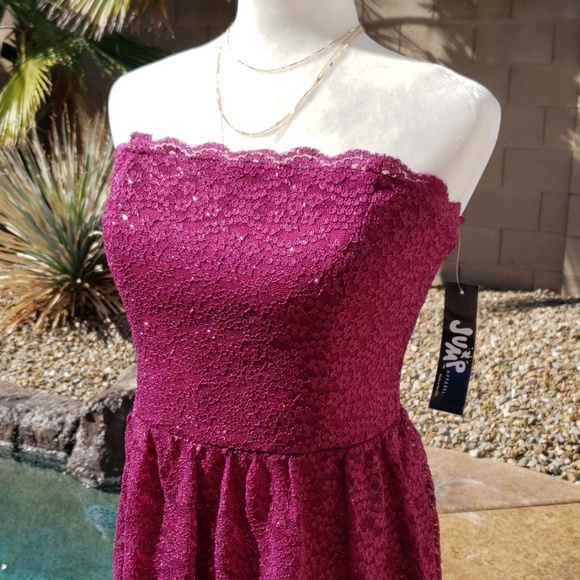 **SOLD** NEW Strapless Sparkle Lace Dress - Picture 2 of 6
